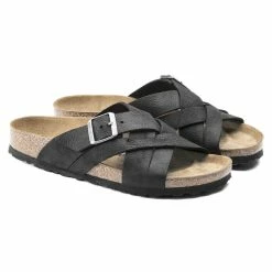 Best deal 👍 Birkenstock Lugano Oiled Leather Camberra Old Black 🎉 -women-sandals sale 1017465 pair