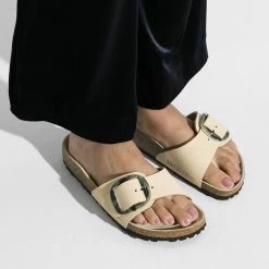 Deals ❤️ Birkenstock Madrid Big Buckle Nubuck Leather Almond 🔔 -women-sandals sale 1018654 f closeup f