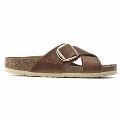Hot Sale 💯 Birkenstock Siena Big Buckle Oiled Leather Cognac ⭐ -women-sandals sale 1020165 side