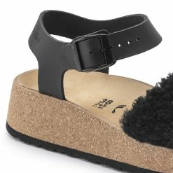 Cheapest 🥰 Papillio Glenda Natural Leather/Shearling Teddy Black ✔️ -women-sandals sale 1020216 detail 1