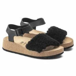 Cheapest 🥰 Papillio Glenda Natural Leather/Shearling Teddy Black ✔️ -women-sandals sale 1020216 pair