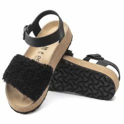 Cheapest 🥰 Papillio Glenda Natural Leather/Shearling Teddy Black ✔️ -women-sandals sale 1020216 sole