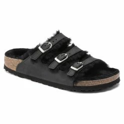 Coupon 🔥 Birkenstock Florida Fresh Shearling Oiled Leather Black ✔️