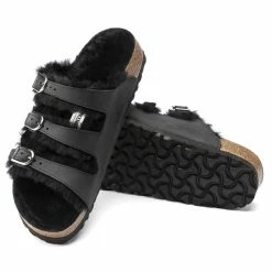 Coupon 🔥 Birkenstock Florida Fresh Shearling Oiled Leather Black ✔️ -women-sandals sale 1020319 sole
