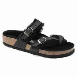 Hot Sale 🌟 Birkenstock Mayari Shearling Oiled Leather Black 🧨