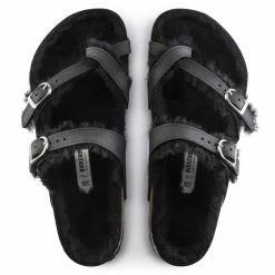 Hot Sale 🌟 Birkenstock Mayari Shearling Oiled Leather Black 🧨 -women-sandals sale 1020350 top