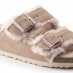 Hot Sale 🎉 Birkenstock Arizona Shearling Suede Leather Light Rose 🥰 -women-sandals sale 1020389 detail 1