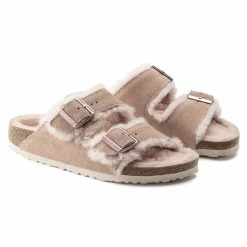 Hot Sale 🎉 Birkenstock Arizona Shearling Suede Leather Light Rose 🥰 -women-sandals sale 1020389 pair