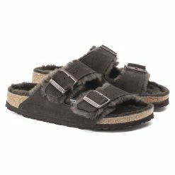 Wholesale 🎁 Birkenstock Arizona Shearling Suede Leather Mocha 👍 -women-sandals sale 1020528 pair