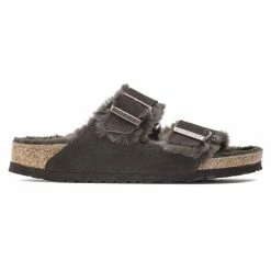 Wholesale 🎁 Birkenstock Arizona Shearling Suede Leather Mocha 👍 -women-sandals sale 1020528 side