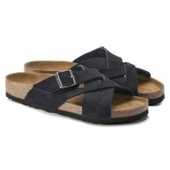 Best deal 🌟 Birkenstock Lugano Suede Leather Midnight 🎉 -women-sandals sale 1020935 pair