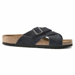 Best deal 🌟 Birkenstock Lugano Suede Leather Midnight 🎉 -women-sandals sale 1020935 side
