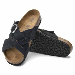 Best deal 🌟 Birkenstock Lugano Suede Leather Midnight 🎉 -women-sandals sale 1020935 sole