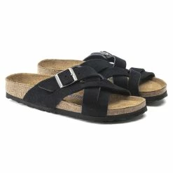 Best deal 🌟 Birkenstock Lugano Suede Leather Midnight 🎉 -women-sandals sale 1020936 pair