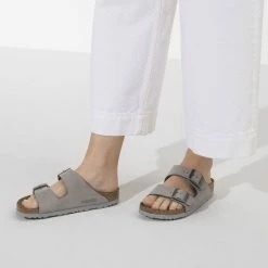 Wholesale 🥰 Birkenstock Arizona Nubuck Leather Dove Gray ⭐ 23 Wholesale 🥰 Birkenstock Arizona Nubuck Leather Dove Gray ⭐ -women-sandals sale 1020973 f closeup f