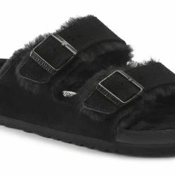 Brand new 🔥 Birkenstock Arizona Shearling Suede Leather Black 👏 -women-sandals sale 1021045 detail 1