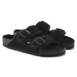 Brand new 🔥 Birkenstock Arizona Shearling Suede Leather Black 👏 -women-sandals sale 1021045 pair