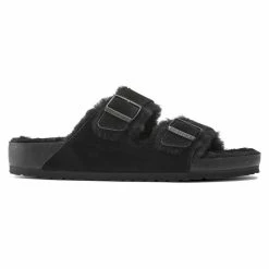 Brand new 🔥 Birkenstock Arizona Shearling Suede Leather Black 👏 -women-sandals sale 1021045 side