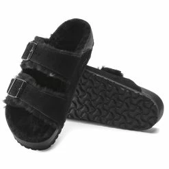Brand new 🔥 Birkenstock Arizona Shearling Suede Leather Black 👏 -women-sandals sale 1021045 sole