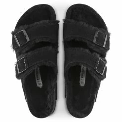 Brand new 🔥 Birkenstock Arizona Shearling Suede Leather Black 👏 -women-sandals sale 1021045 top
