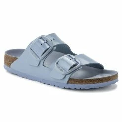 Cheapest 🎁 Birkenstock Natural Leather Patent High Shine Dusty Blue 🔔