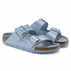 Cheapest 🎁 Birkenstock Natural Leather Patent High Shine Dusty Blue 🔔 -women-sandals sale 1021472 pair