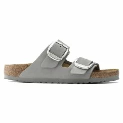 Deals 🎉 Birkenstock Arizona Big Buckle Nubuck Leather Dove Gray 🎁 -women-sandals sale 1022154 side