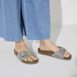 Top 10 ❤️ Birkenstock Madrid Nubuck Leather Dove Gray Dove Gray 🌟 -women-sandals sale 1022176 f closeup f