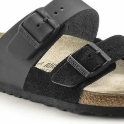 Hot Sale 💯 Birkenstock Arizona Natural Leather/Suede Black 😀 -women-sandals sale 1022450 detail 1