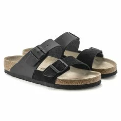 Hot Sale 💯 Birkenstock Arizona Natural Leather/Suede Black 😀 -women-sandals sale 1022450 pair
