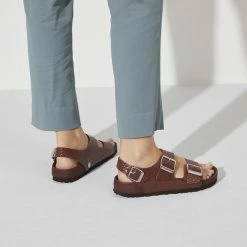 Top 10 🔔 Birkenstock Milano Embossed Natural Leather Chocolate 🧨 -women-sandals sale 1022691 f closeup f
