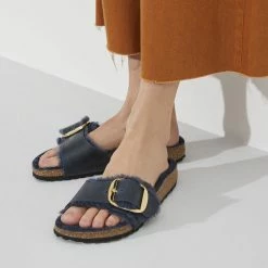 Budget ⌛ Birkenstock Madrid Big Buckle Oiled Leather Midnight 🛒 -women-sandals sale 1023185 f closeup f