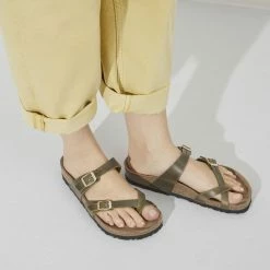 Cheapest 😀 Birkenstock Mayari Oiled Leather Olive 🔔 -women-sandals sale 1023209 f closeup f