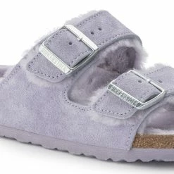 Budget ✔️ Birkenstock Arizona Shearling Suede Leather Purple Fog ⌛ -women-sandals sale 1023234 detail 1