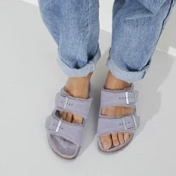 Budget ✔️ Birkenstock Arizona Shearling Suede Leather Purple Fog ⌛ -women-sandals sale 1023234 detail 8