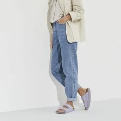 Budget ✔️ Birkenstock Arizona Shearling Suede Leather Purple Fog ⌛ -women-sandals sale 1023234 f look f