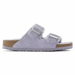 Budget ✔️ Birkenstock Arizona Shearling Suede Leather Purple Fog ⌛ -women-sandals sale 1023234 side