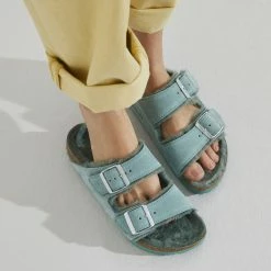 Best deal 🎉 Birkenstock Arizona Shearling Suede Leather Beryl ✔️ -women-sandals sale 1023259 detail 8