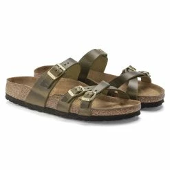 Promo ❤️ Birkenstock Franca Oiled Leather Olive 🎁 -women-sandals sale 1023310 pair