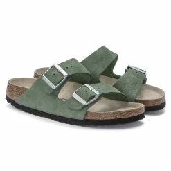 Top 10 🔔 Birkenstock Arizona Suede Leather Thyme 🔔 -women-sandals sale 1023505 pair