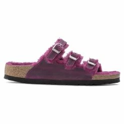 Outlet 👍 Birkenstock Florida Fresh Shearling Oiled Leather Festival Fuchsia 👏 -women-sandals sale 1023529 side