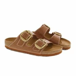 Best Sale 🤩 Birkenstock Arizona Big Buckle Embossed Natural Leather Cognac Cognac 🎁 -women-sandals sale 1023766 6