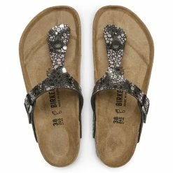 Best Pirce 🤩 Birkenstock Gizeh Birko-Flor Metallic Stones Black 😍 -women-sandals sale 1023911 top