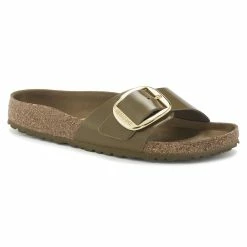 Cheap ๐คฉ Birkenstock Madrid Natural Leather Patent High Shine Mud Green โ๏ธ