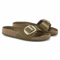 Cheap 🤩 Birkenstock Madrid Natural Leather Patent High Shine Mud Green ✔️ -women-sandals sale 1024141 pair