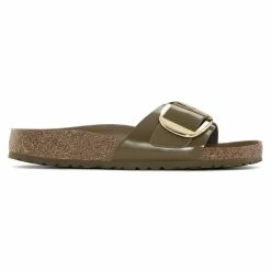 Cheap 🤩 Birkenstock Madrid Natural Leather Patent High Shine Mud Green ✔️ -women-sandals sale 1024141 side