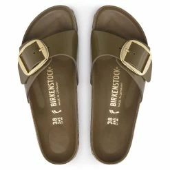 Cheap 🤩 Birkenstock Madrid Natural Leather Patent High Shine Mud Green ✔️ -women-sandals sale 1024141 top
