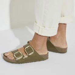 Buy 😀 Birkenstock Arizona Natural Leather Patent High Shine Mud Green 🤩 -women-sandals sale 1024174 f closeup f