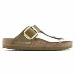 Budget 😀 Birkenstock Gizeh Natural Leather Patent High Shine Mud Green 😀 -women-sandals sale 1024273 side