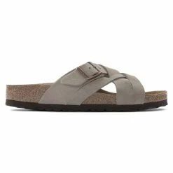 New 🎁 Birkenstock Lugano Suede Leather Taupe ❤️ -women-sandals sale 1024513 side